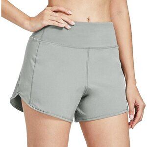 Willit Womens 4" Running Hiking Shorts High Waisted with Liner Gray Size S New
